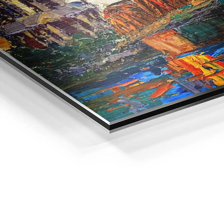 Detailaufnahme Wandbild Köln Hohenzollernbrücke moderne Kunst auf Aluminium
