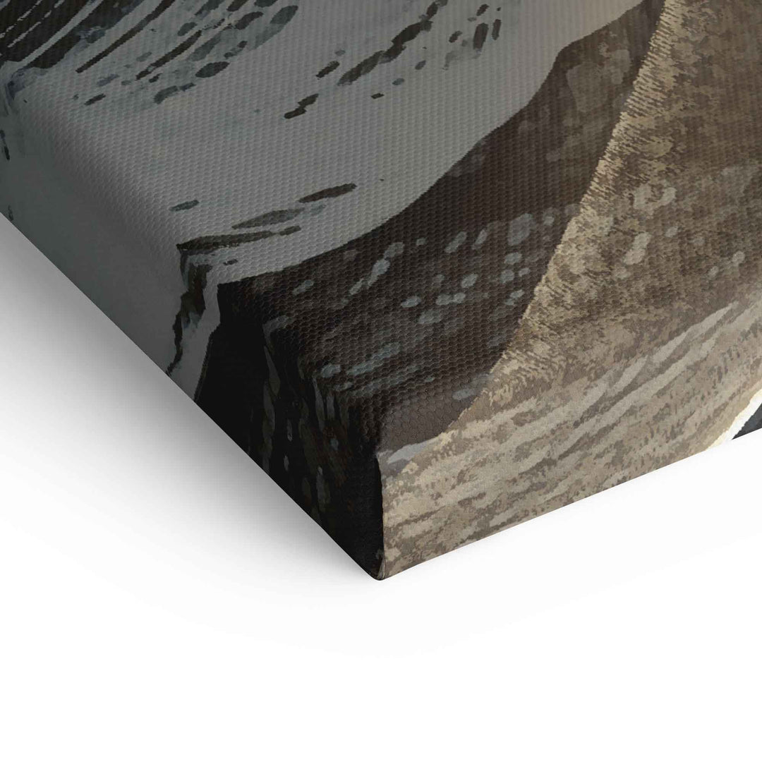 Detail eines abstrakten Wandbilds auf Leinwand mit modernen, kreativen Kunstmotiven in Naturtönen