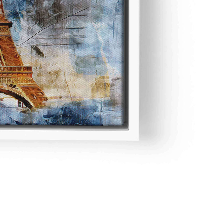 Wandbild kreative Kunst Eiffelturm auf Leinwand, moderne blaue und gelbe Farbtöne