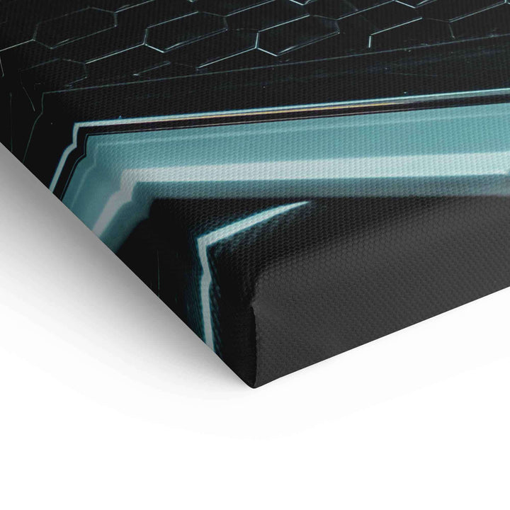 Detail eines modernen Lamborghini Huracan Wandbilds auf Leinwand mit geometrischen Linien
