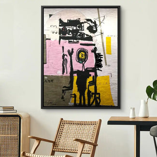 Modernes Wandbild Les Lignes de la Main mit abstrakter Figur, bunte Flächen, Wohnzimmer-Deko