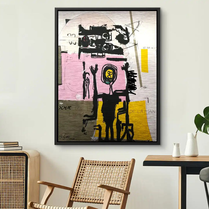 Modernes Wandbild Les Lignes de la Main mit abstrakter Figur, bunte Flächen, Wohnzimmer-Deko