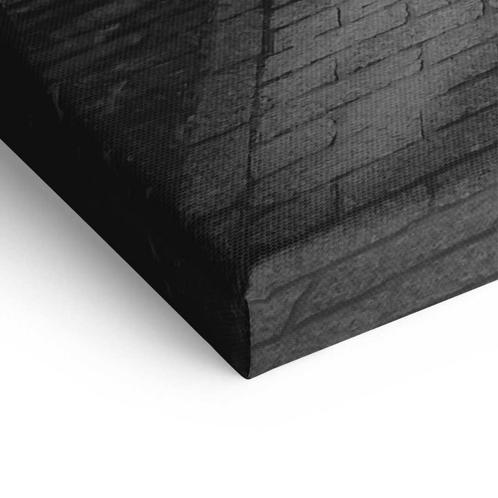 Detailansicht schwarze Leinwandkante mit texturierter Oberfläche, hochwertiges Wandbild