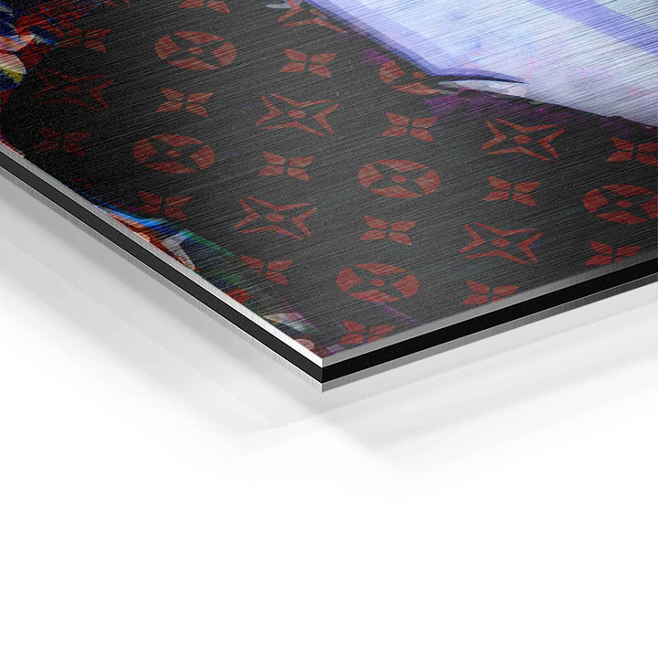 Detailaufnahme Wandbild auf Aluminium mit ikonischem Muster, moderne Pop Art Kunst