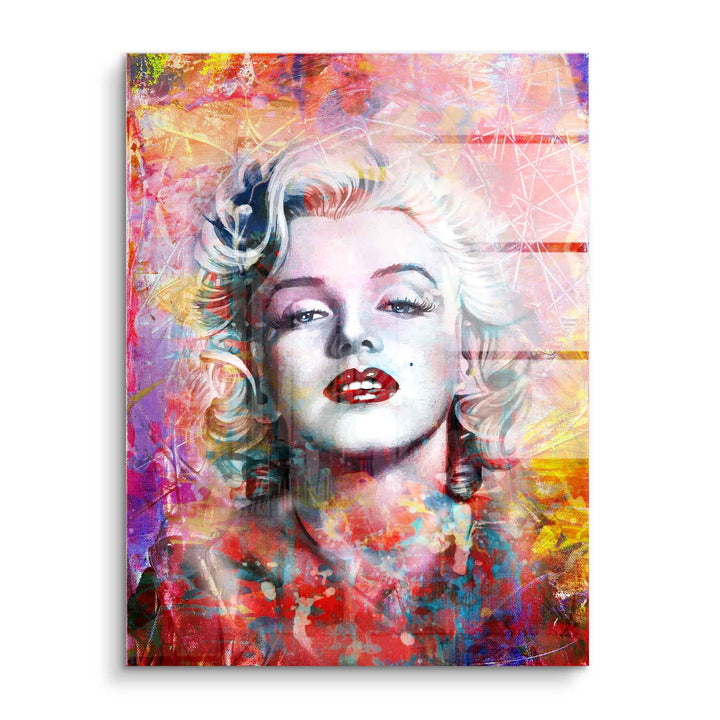Pop Art Wandbild einer Frau im Marilyn Monroe Stil, Acrylfarben, bunte kreative Kunst