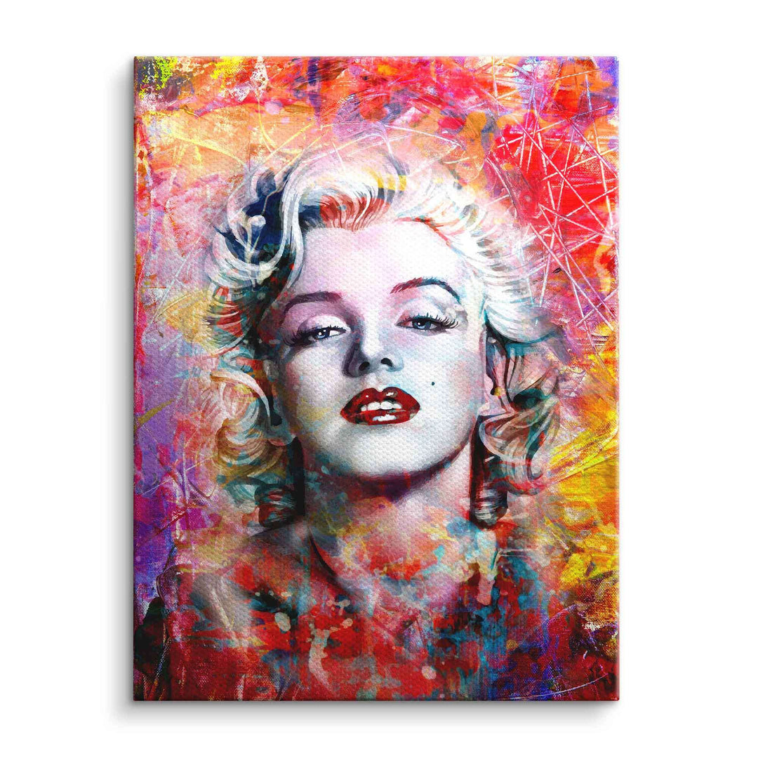 Pop Art Wandbild Frau mit blondem Haar, bunter Hintergrund, kreative Leinwand