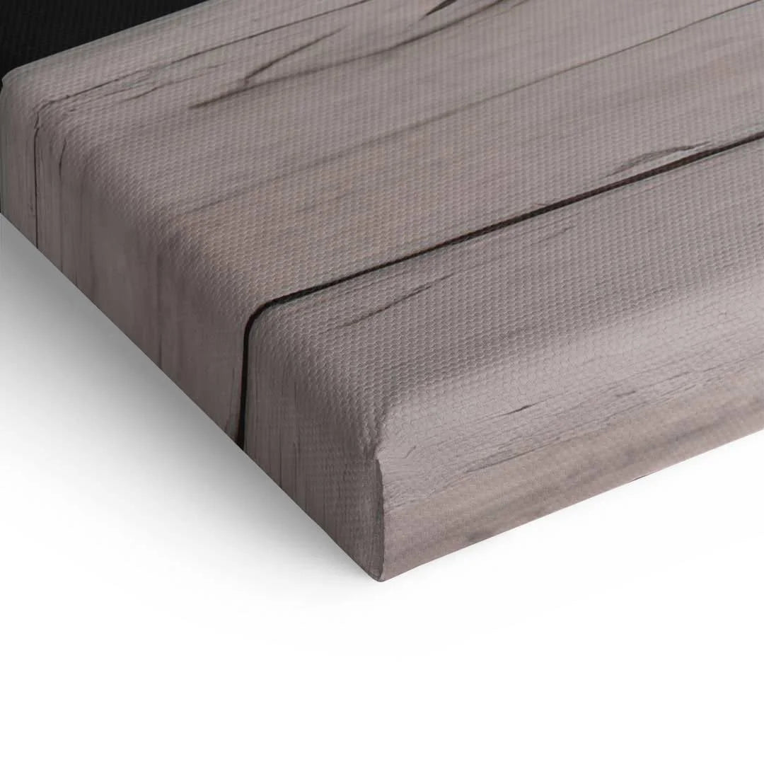 Detailansicht Leinwandbild mit Holzstruktur, moderne Wanddekoration auf Keilrahmen.
