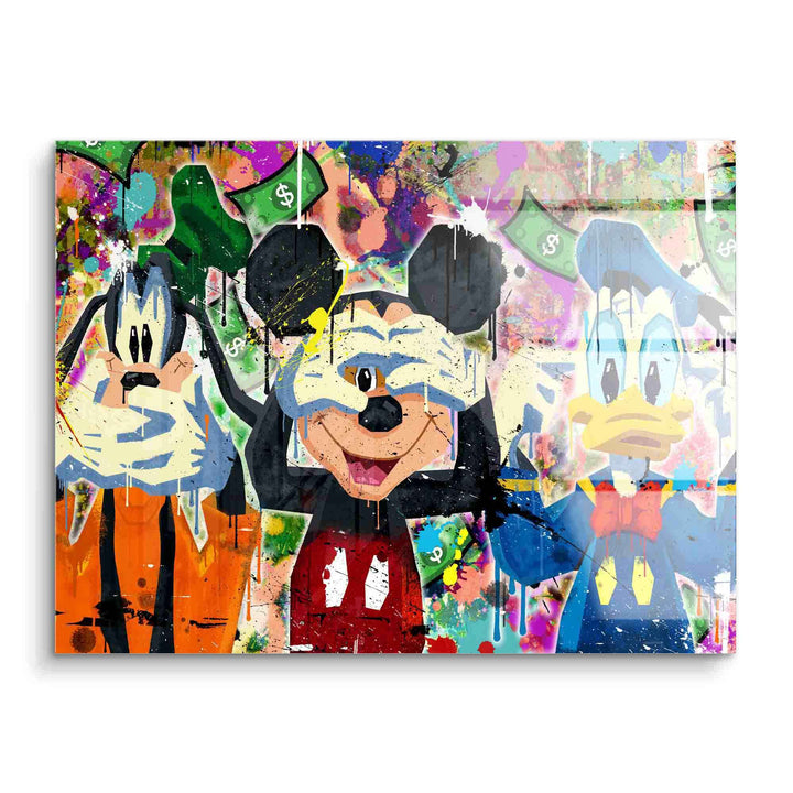 Pop Art Wandbild mit Comic-Figuren im bunten Graffiti-Stil, Acrylglas, modernes Design
