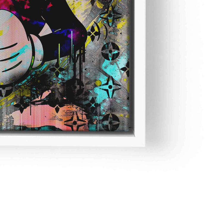 Pop Art Wandbild mit Micky Maus, bunte Graffiti-Optik, abstrakter Hintergrund, Leinwand