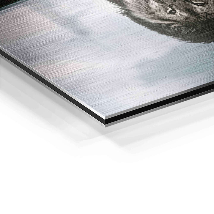 Detailansicht Aluminium Wandbild mit gebürsteter Oberfläche und Tiermotiv