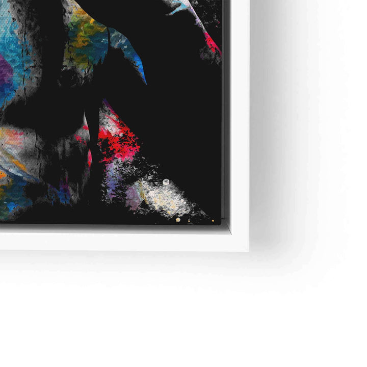 Modernes Wandbild mit bunter David-Statue und abstrakten Farbklecksen, Kunstdruck