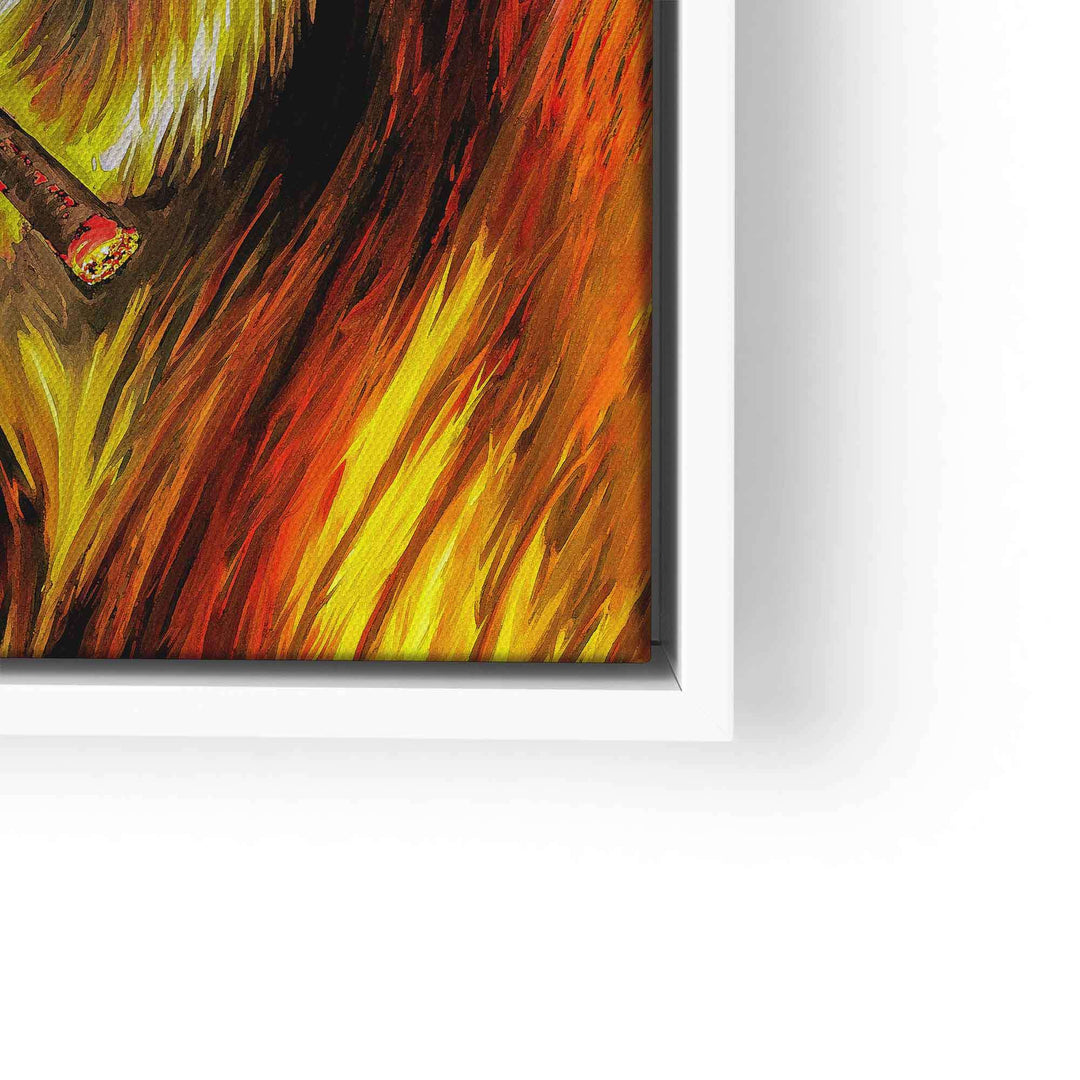 Detailansicht Wandbild mit chillendem Gorilla und Zigarrenmotiv, leuchtende Farben, modern