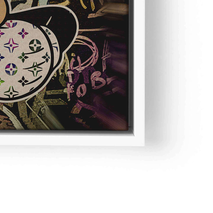 Modernes Wandbild mit Micky Maus Motiv, bunter Pop Art Stil, Graffiti-Hintergrund