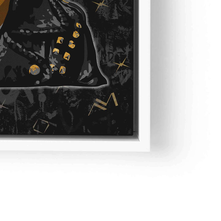 Modernes Wandbild mit goldener Freiheitsstatue auf schwarzem Hintergrund, abstrakte Kunst