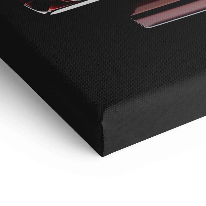 Detailansicht Leinwandbild mit rotem Oldtimer Motiv, moderne Wanddekoration