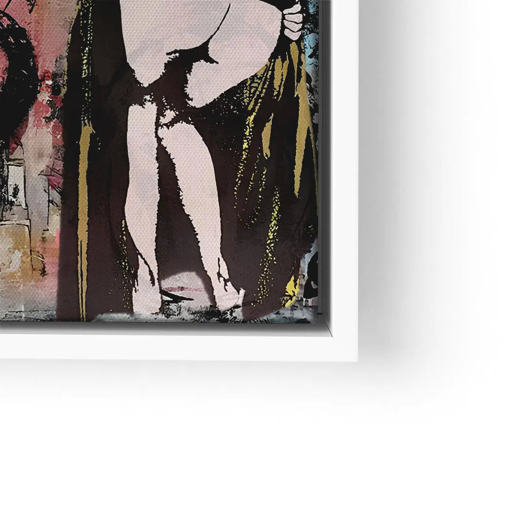 Modernes Wandbild mit abstrakter Darstellung einer Person, farbenfrohe Kunst auf Leinwand