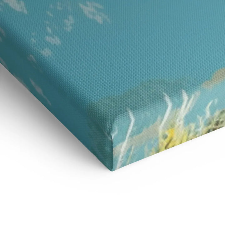 Detailansicht Leinwandbild Berge mit blauer Landschaft und Struktur, moderne Wandkunst
