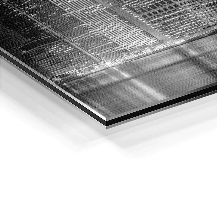 Detailansicht Wandbild New York Skyline auf Aluminium, modernes Schwarz-Weiß Kunstmotiv