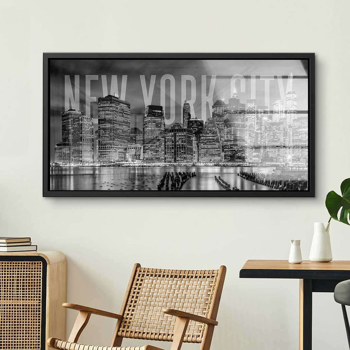 Schwarz-weiß Wandbild New York City Skyline im modernen Wohnraum, Großstadt Kunst