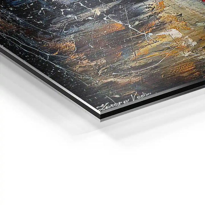 Detailansicht nostalgisches Wandbild, abstrakte Kunst auf Aluminium, moderne Struktur