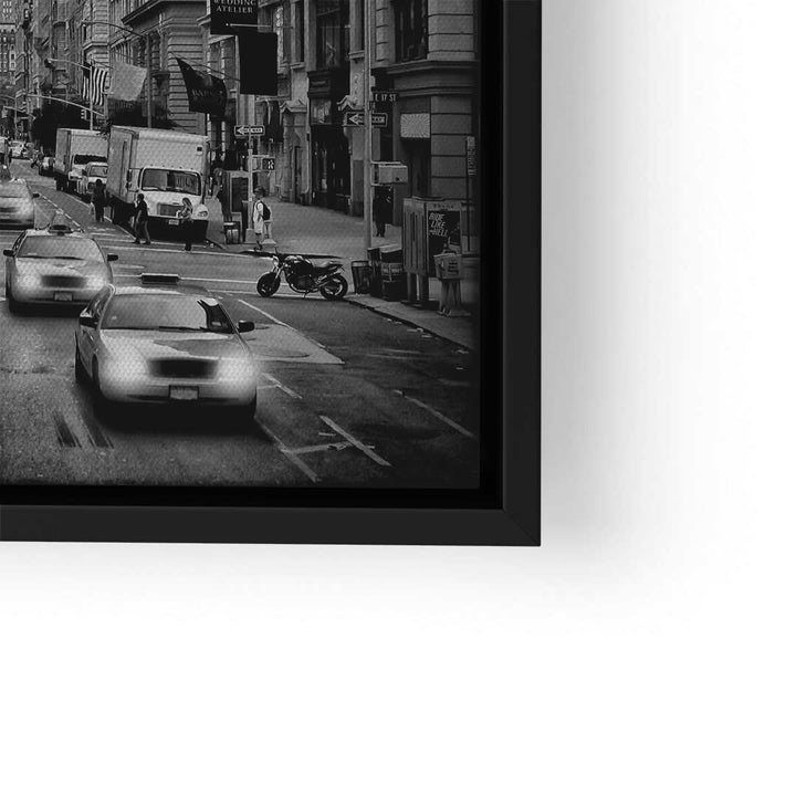 Schwarz-weiß Wandbild mit New York City Fifth Avenue, Taxis und Straßenszene