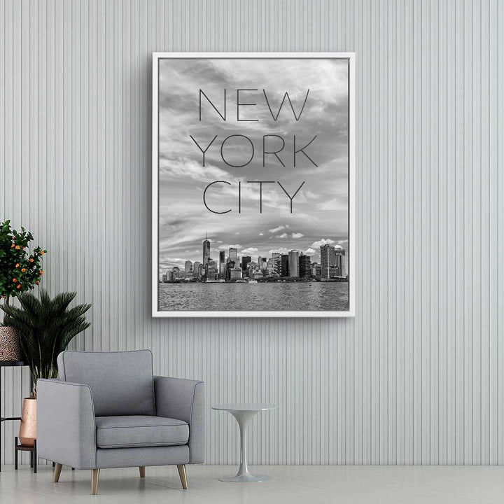Schwarzweiß-Wandbild New York City Skyline im modernen Wohnzimmer, stilvolle Wanddekoration