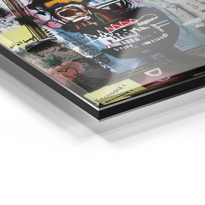 Detailansicht Acrylglas-Wandbild mit urbaner Streetart und Graffiti-Elementen