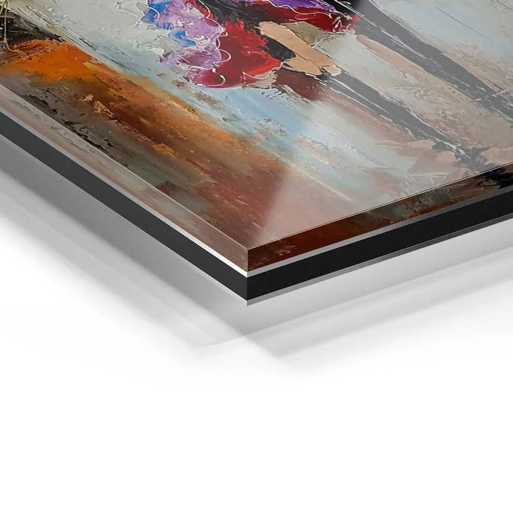 Detailansicht eines farbenfrohen Acrylglas-Wandbilds mit abstrakten Paris-Motiven