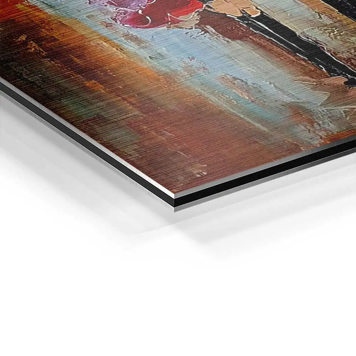 Detailansicht modernes Paris Wandbild auf Aluminium mit gebürsteter Struktur, abstrakte Kunst