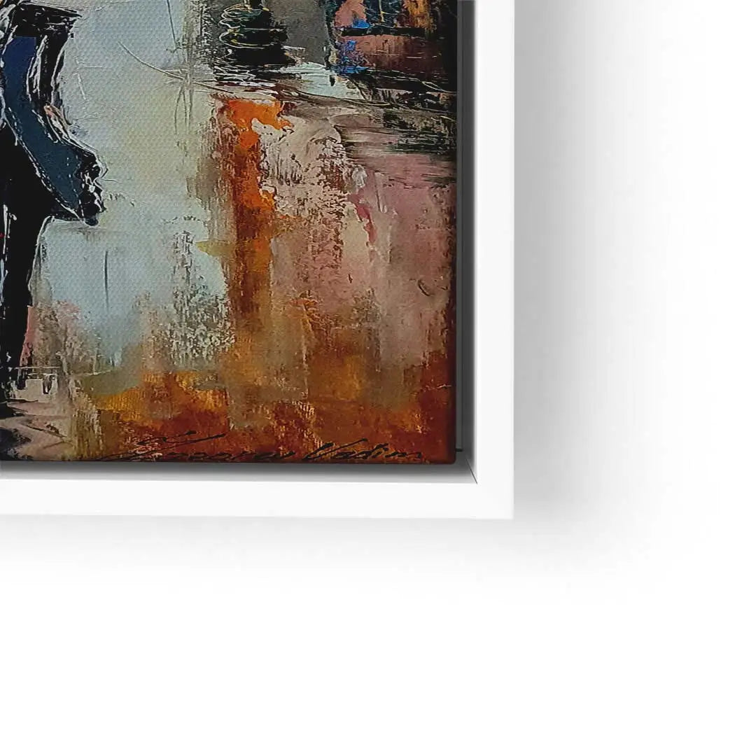 Modernes Wandbild mit abstraktem Paris-Motiv, kräftige Farben und urbaner Stil