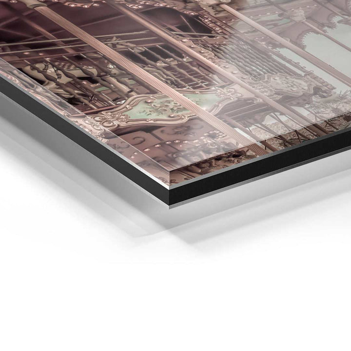Detail eines Wandbilds auf Acrylglas mit Pariser Karussell-Motiv, hochwertige Kunst