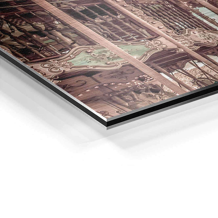 Detailaufnahme Wandbild Paris Turm auf Aluminium mit gebürsteter Oberfläche, Vintage-Stil