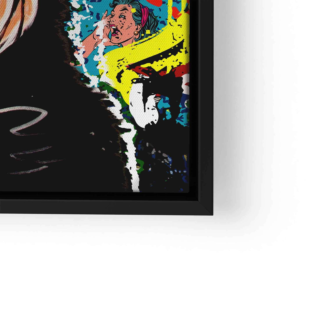 Pop Art Wandbild mit Affe und Comic-Figur, bunte Leinwand, moderne Kunst