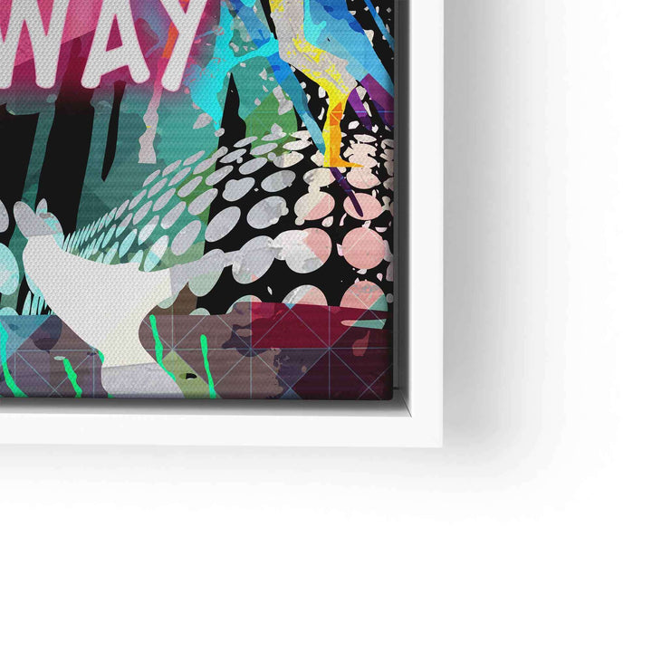 Pop Art Wandbild mit buntem abstraktem Muster und weißen Punkten im modernen Stil