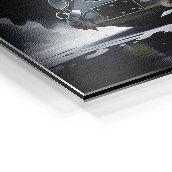 Detailansicht Wandbild Porsche Oldtimer auf Aluminium, gebürstete Oberfläche