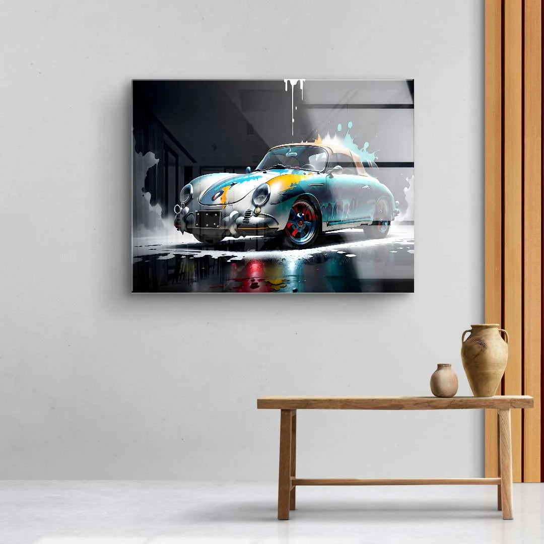 Wandbild mit klassischem Porsche 356, moderne Kunstdruck, Wohnzimmer-Deko