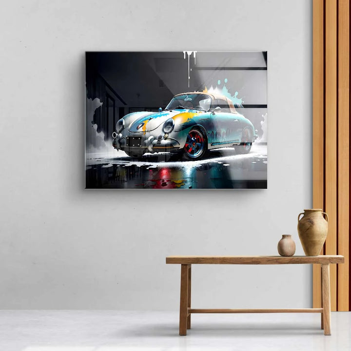 Wandbild mit klassischem Porsche 356, moderne Kunstdruck, Wohnzimmer-Deko