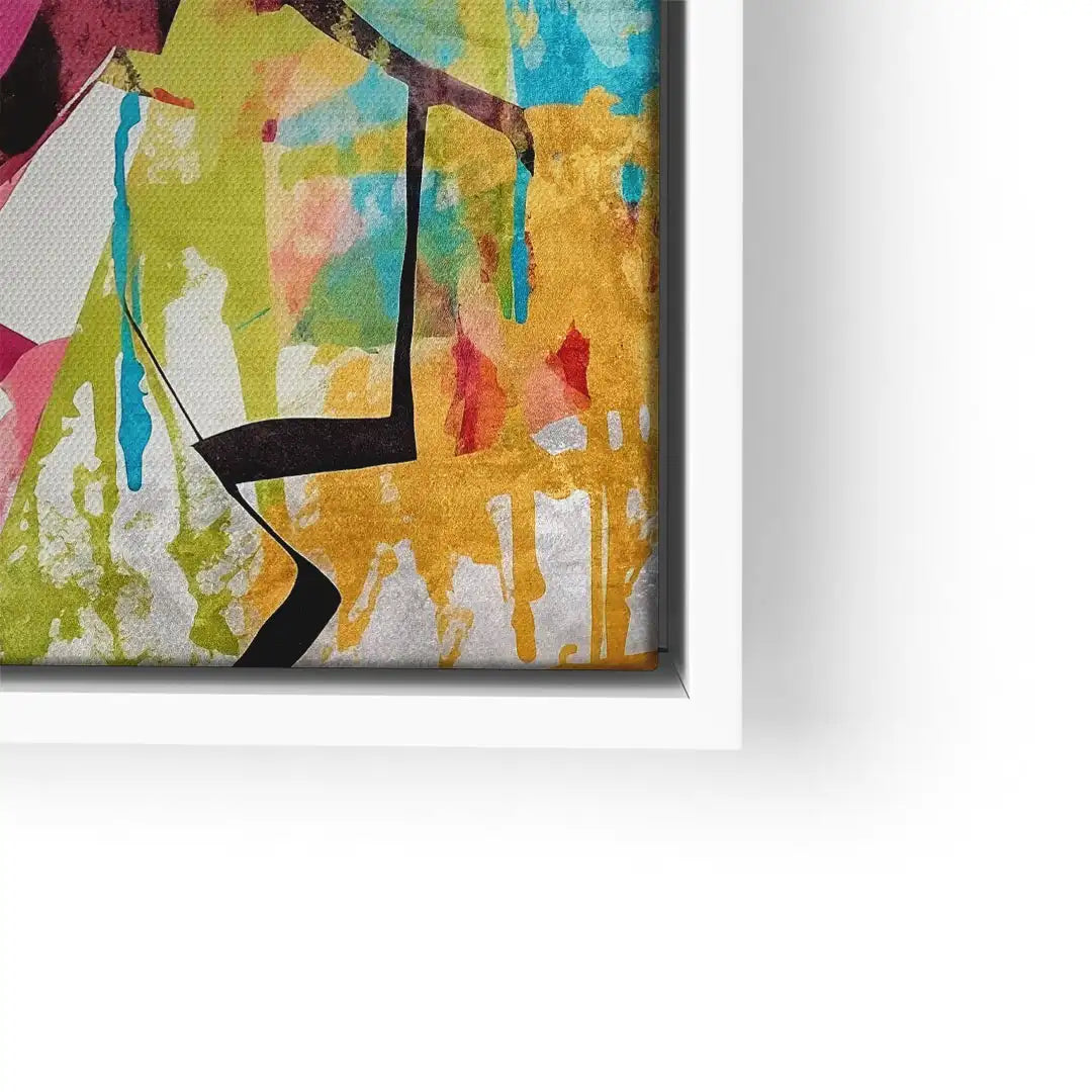 Abstraktes Wandbild mit buntem Farbverlauf, Pop Art Stil und weißen Rahmen