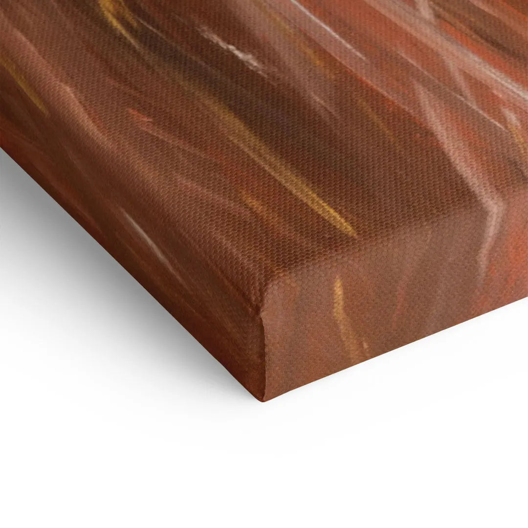 Detailansicht Wandbild auf Leinwand mit braunem abstraktem Muster