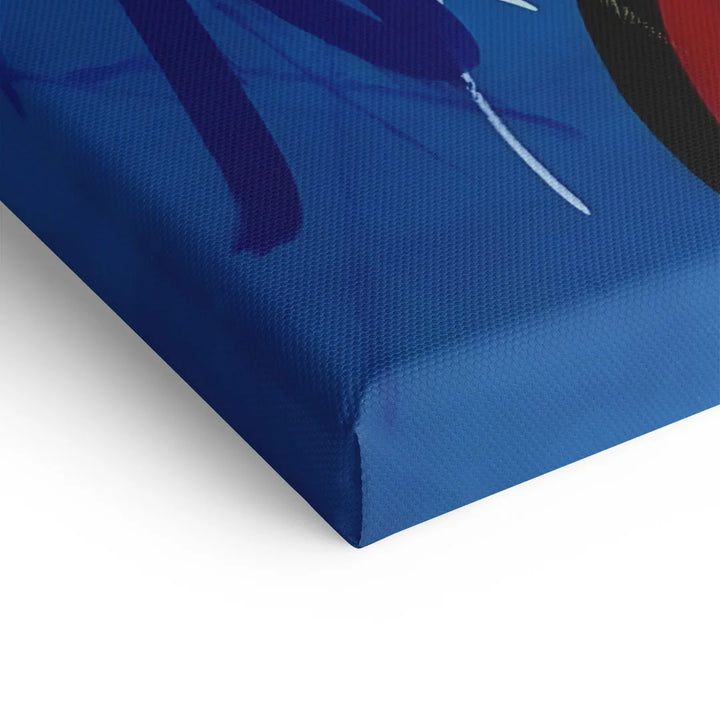 Detailaufnahme Leinwandbild mit blauem Hintergrund, moderne Kunst, Wandbild kaufen