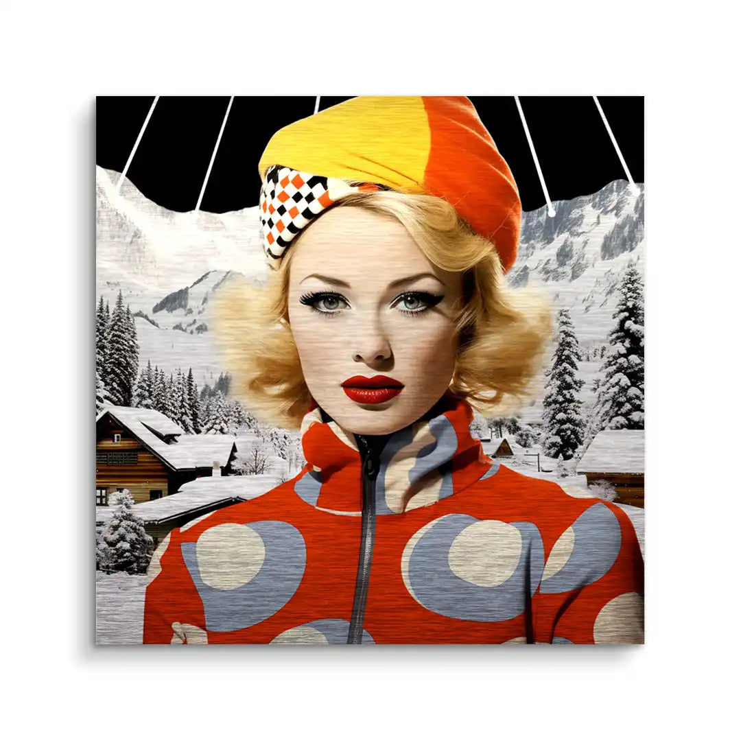Retro Skifahrerin