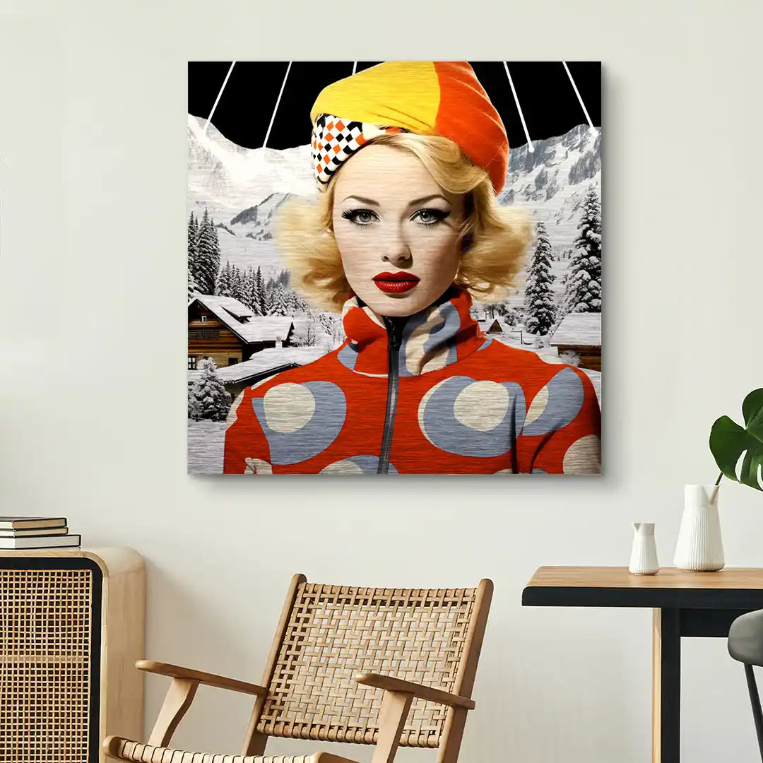 Retro Skifahrerin