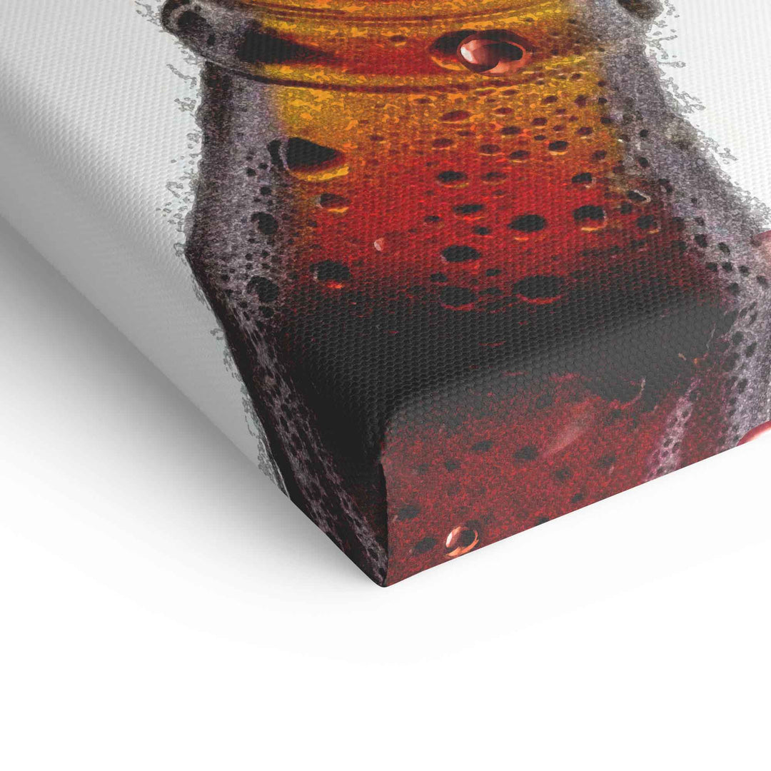 Leinwanddruck Nahaufnahme einer sprudelnden braunen Getränkeflasche, moderne Wandkunst