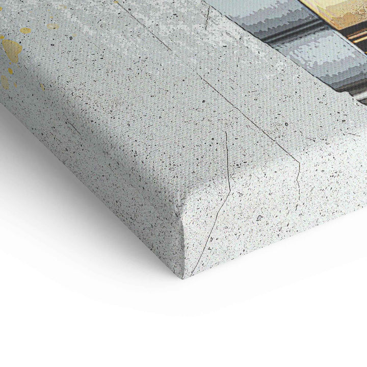 Leinwanddruck Detailansicht, moderne Wandbildstruktur mit goldfarbenen Sprenkeln, Nahaufnahme