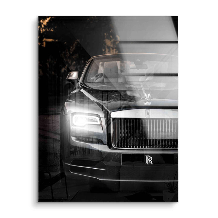 Modernes Acrylglas Wandbild mit luxuriösem Rolls-Royce Auto in schwarz-weiß Optik