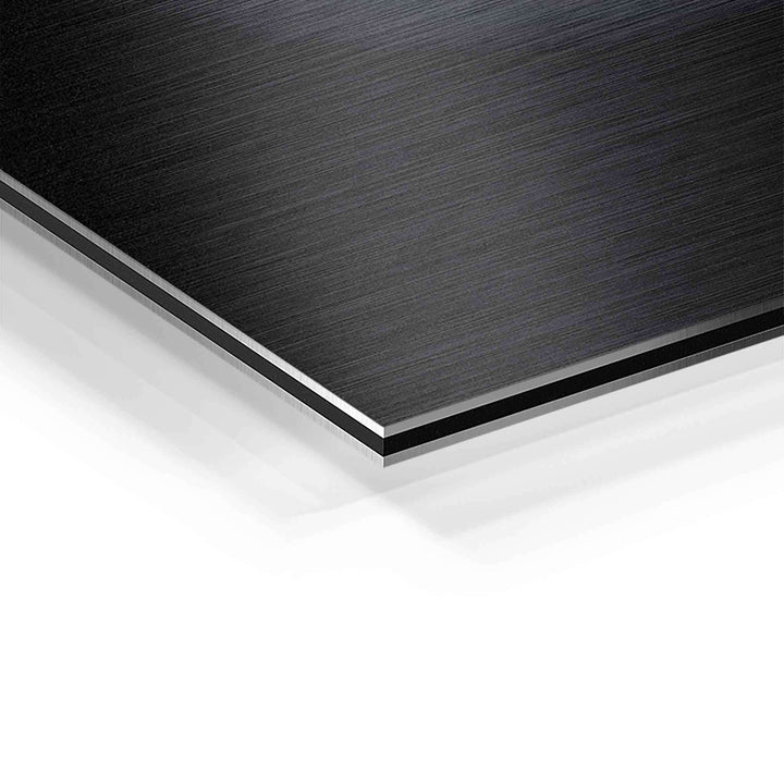 Detailansicht Aluminium-Dibond Platte in gebürsteter Optik für Wandbilder