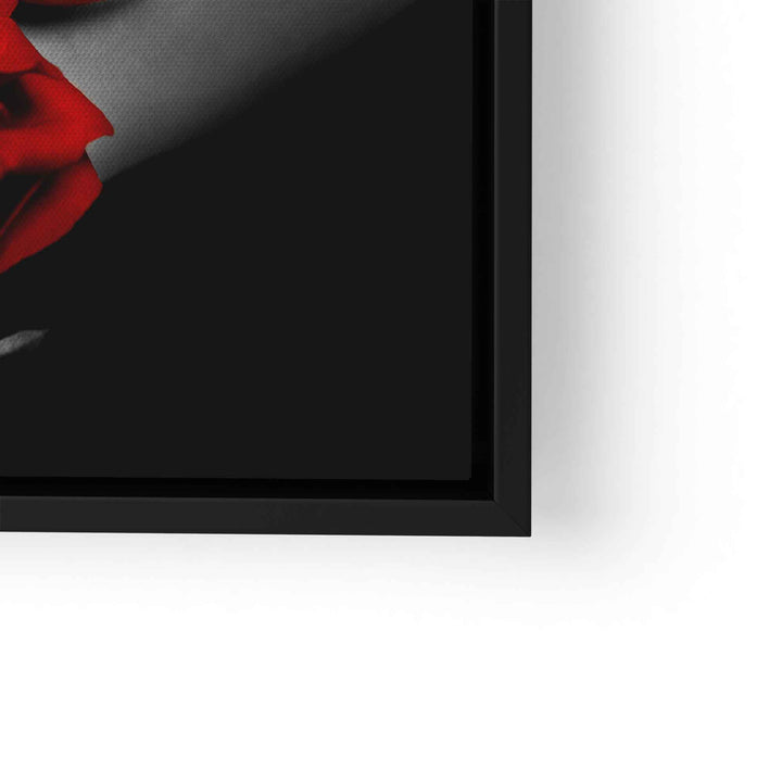 Wandbild rote Rose und rote Lippen auf schwarzem Hintergrund, modernes Kunstbild