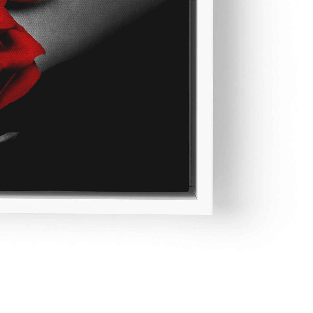Modernes Wandbild mit roten Lippen und Rose, schwarz-weiß, stilvolle Kunst Deko