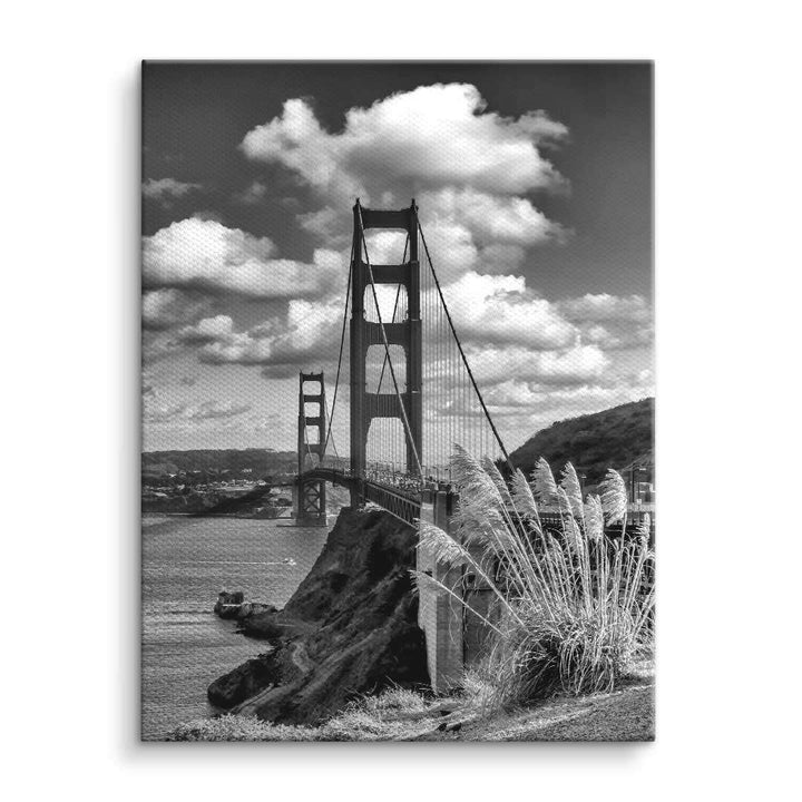 Golden Gate Bridge Wandbild in Schwarz-Weiß, San Francisco, moderne Kunst Leinwand