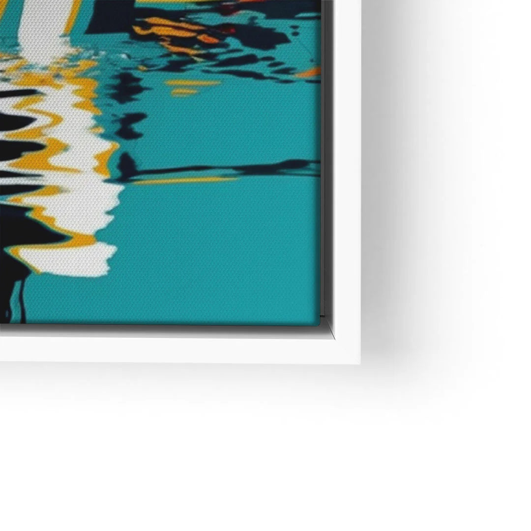 Modernes Wandbild mit abstraktem Schwimm-Motiv und türkisblauer Wasser-Oberfläche